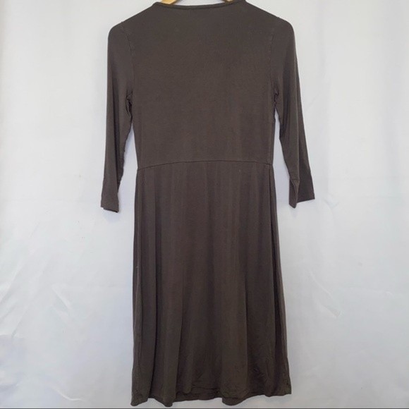 Boden Faye Jersey Knit Stretch Peasant Crochet 3/4 Length Sleeved Dress Size 6 - Picture 7 of 8